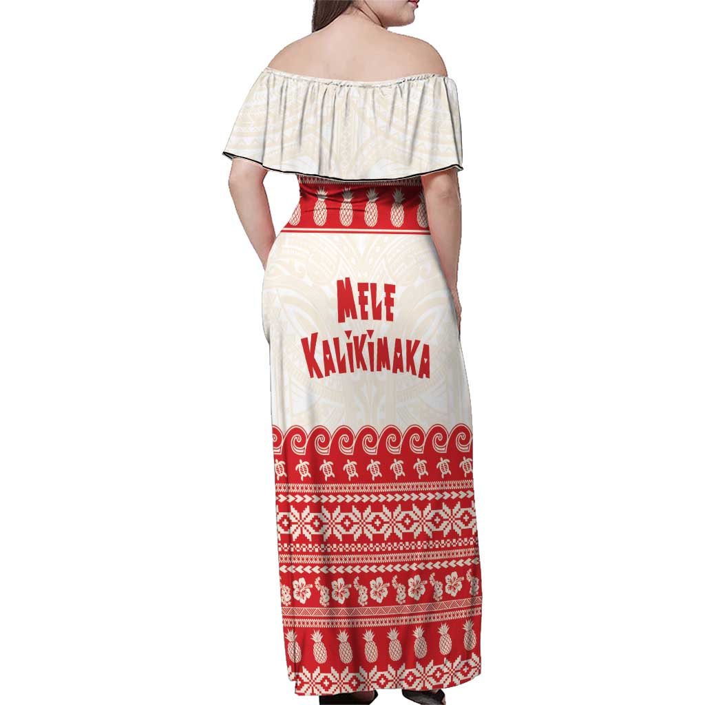 Red Mele Kalikimaka Hawaii Family Matching Off Shoulder Maxi Dress and Hawaiian Shirt Funny Ho Ho Ho Santa Shaka - Polynesian Pride