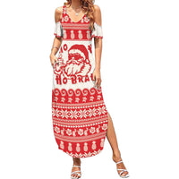 Red Mele Kalikimaka Hawaii Family Matching Summer Maxi Dress and Hawaiian Shirt Funny Ho Ho Ho Santa Shaka - Polynesian Pride