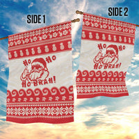 Red Mele Kalikimaka Hawaii Garden Flag Funny Ho Ho Ho Santa Shaka - Polynesian Pride