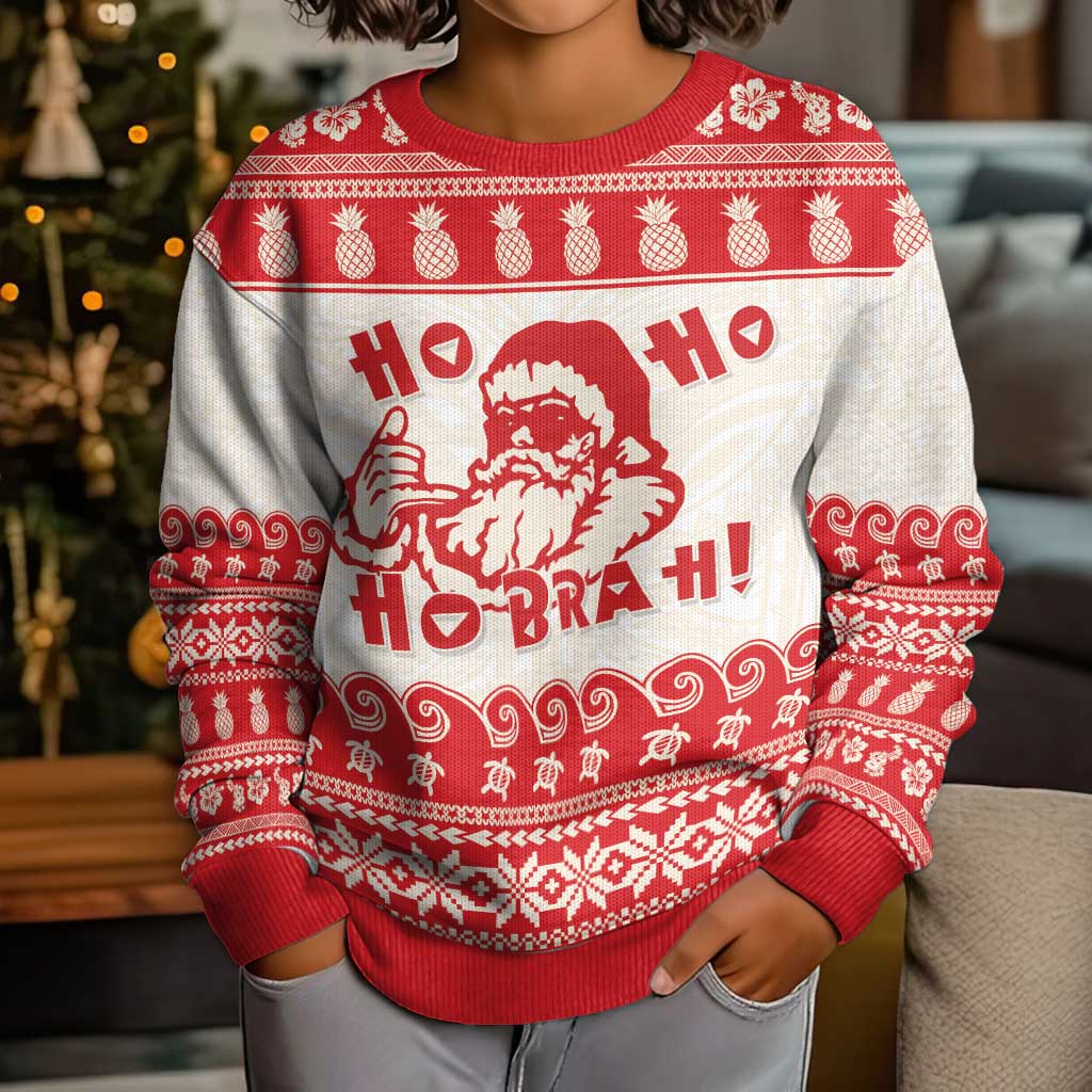 Red Mele Kalikimaka Hawaii Kid Ugly Christmas Sweater Funny Ho Ho Ho Santa Shaka - Polynesian Pride