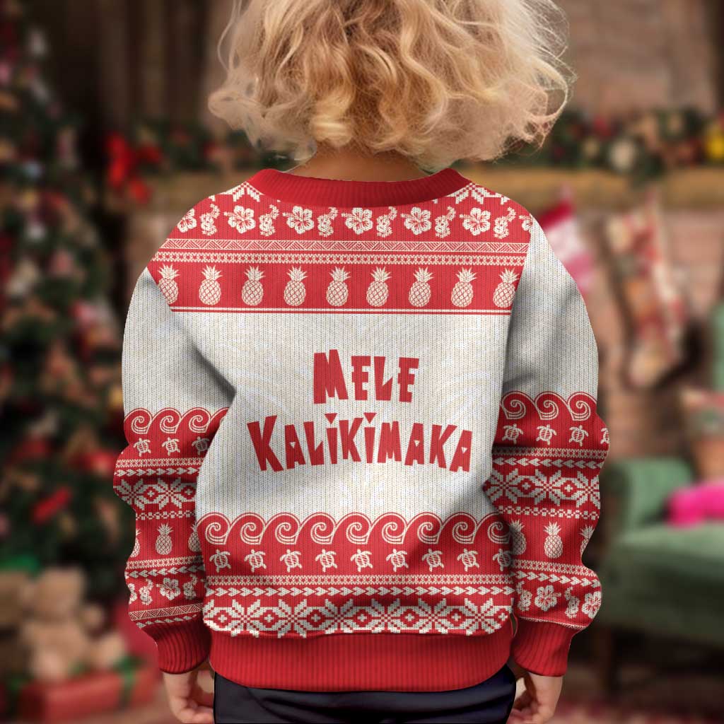 Red Mele Kalikimaka Hawaii Kid Ugly Christmas Sweater Funny Ho Ho Ho Santa Shaka - Polynesian Pride