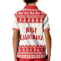 Red Mele Kalikimaka Hawaii Kid Polo Shirt Funny Ho Ho Ho Santa Shaka - Polynesian Pride