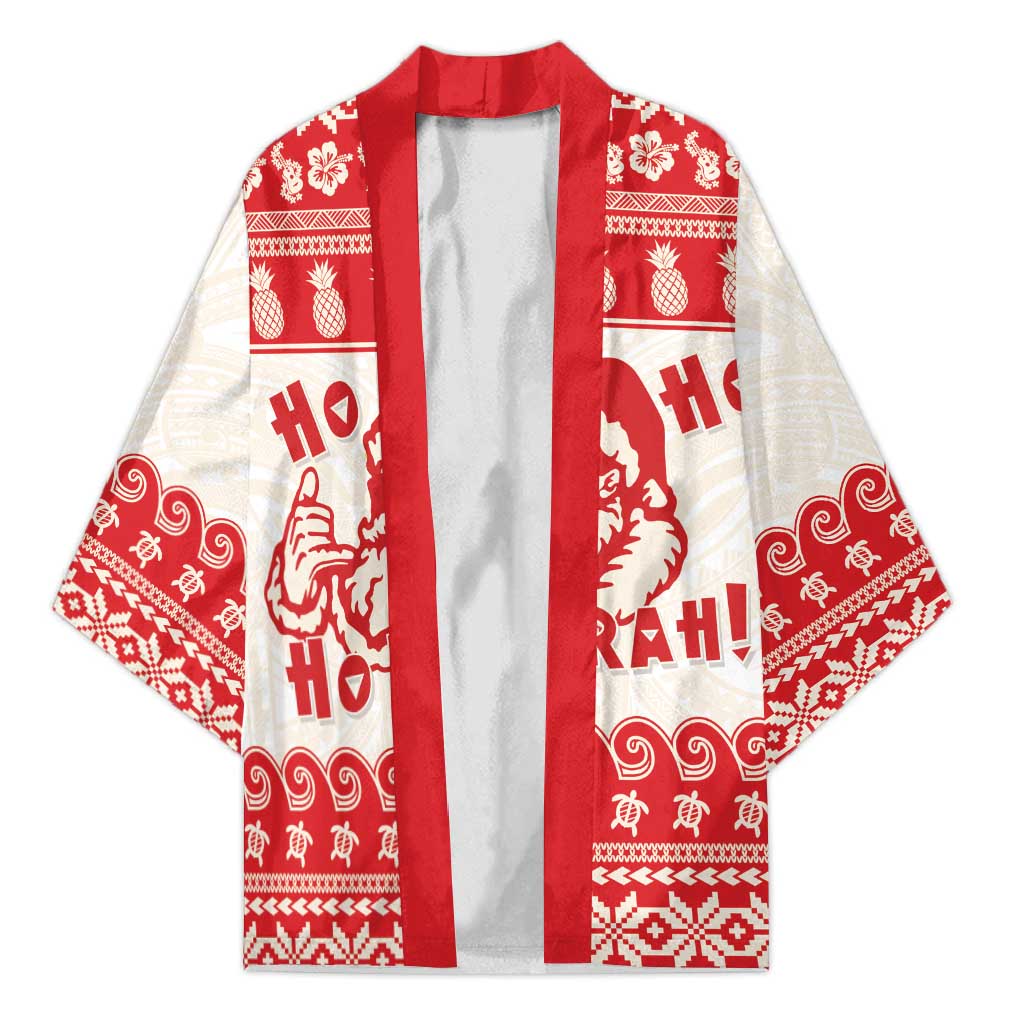 Red Mele Kalikimaka Hawaii Kimono Funny Ho Ho Ho Santa Shaka LT14 Unisex Red - Polynesian Pride