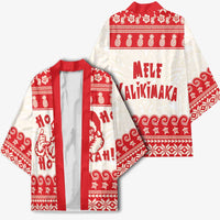 Red Mele Kalikimaka Hawaii Kimono Funny Ho Ho Ho Santa Shaka LT14 - Polynesian Pride