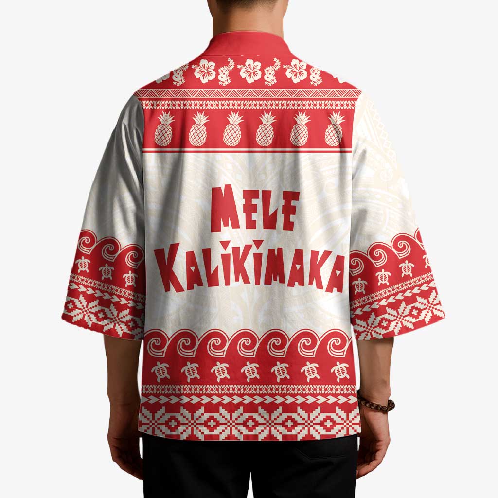 Red Mele Kalikimaka Hawaii Kimono Funny Ho Ho Ho Santa Shaka LT14 - Polynesian Pride