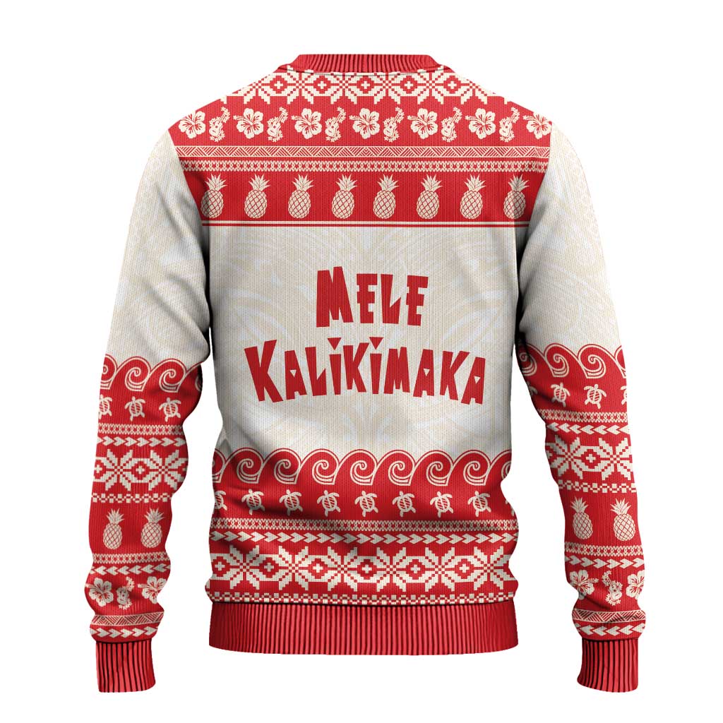 Red Mele Kalikimaka Hawaii Ugly Christmas Sweater Funny Ho Ho Ho Santa Shaka - Polynesian Pride