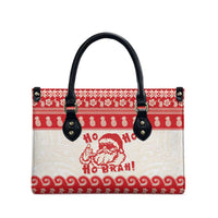 Red Mele Kalikimaka Hawaii Leather Bag Funny Ho Ho Ho Santa Shaka LT14 - Polynesian Pride