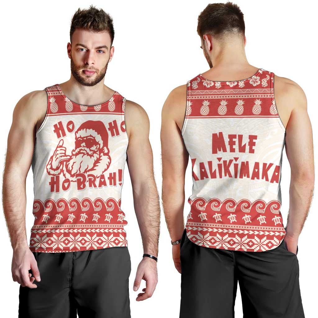Red Mele Kalikimaka Hawaii Men Tank Top Funny Ho Ho Ho Santa Shaka - Polynesian Pride