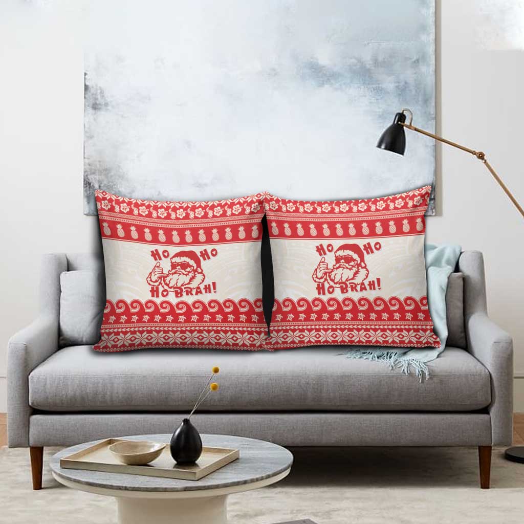 Red Mele Kalikimaka Hawaii Pillow Cover Funny Ho Ho Ho Santa Shaka - Polynesian Pride