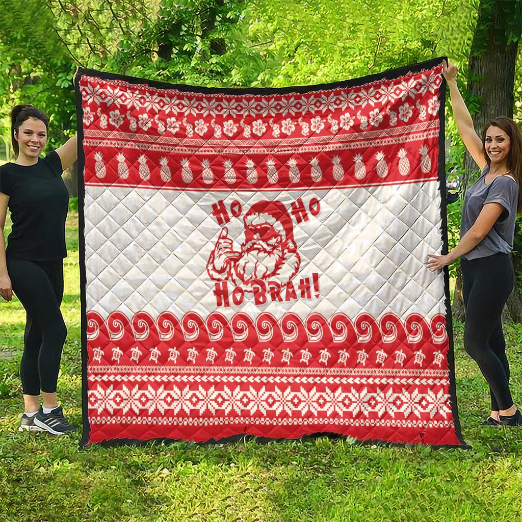 Red Mele Kalikimaka Hawaii Quilt Funny Ho Ho Ho Santa Shaka LT14 - Polynesian Pride