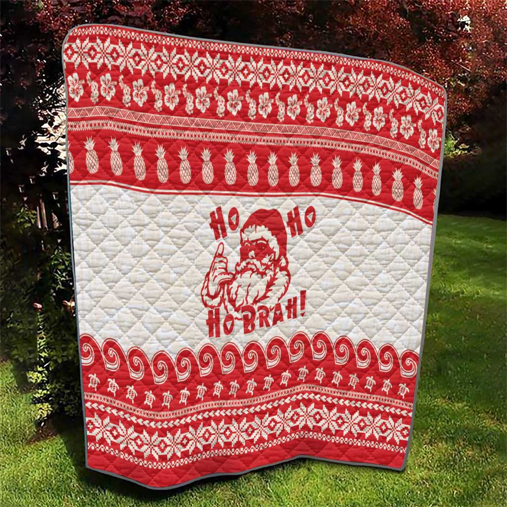Red Mele Kalikimaka Hawaii Quilt Funny Ho Ho Ho Santa Shaka LT14 - Polynesian Pride