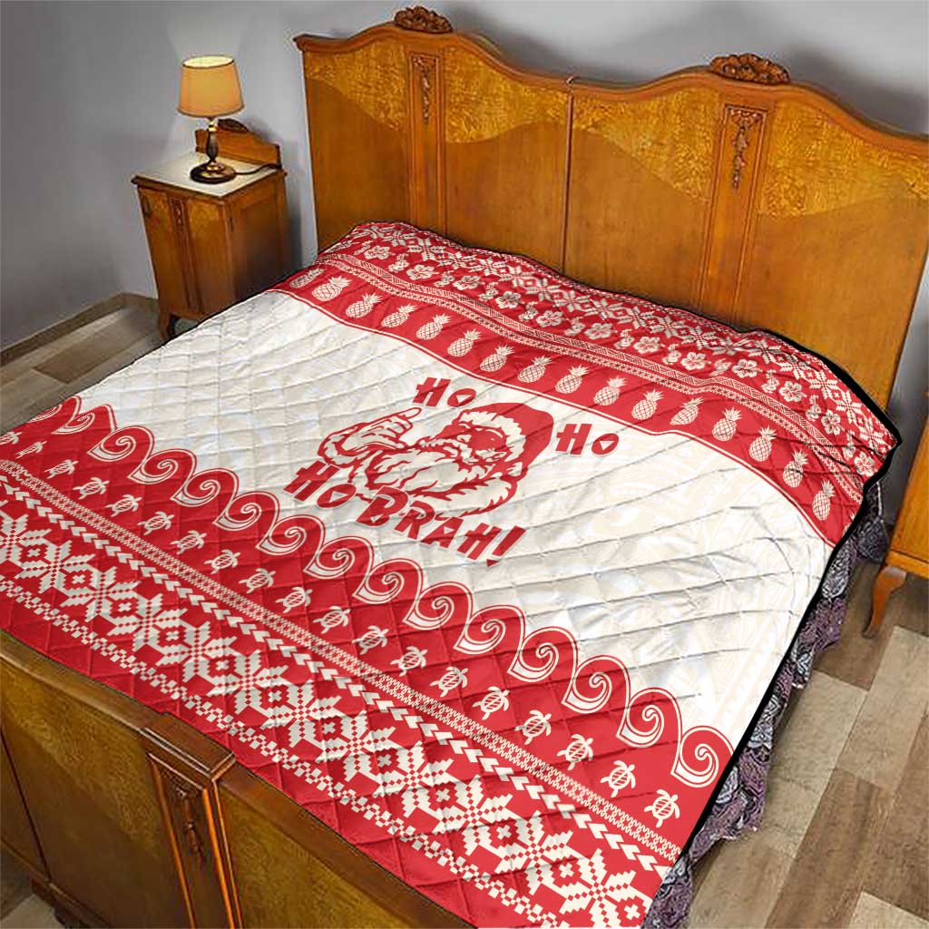 Red Mele Kalikimaka Hawaii Quilt Funny Ho Ho Ho Santa Shaka LT14 - Polynesian Pride