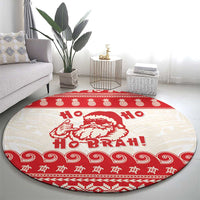 Red Mele Kalikimaka Hawaii Round Carpet Funny Ho Ho Ho Santa Shaka - Polynesian Pride