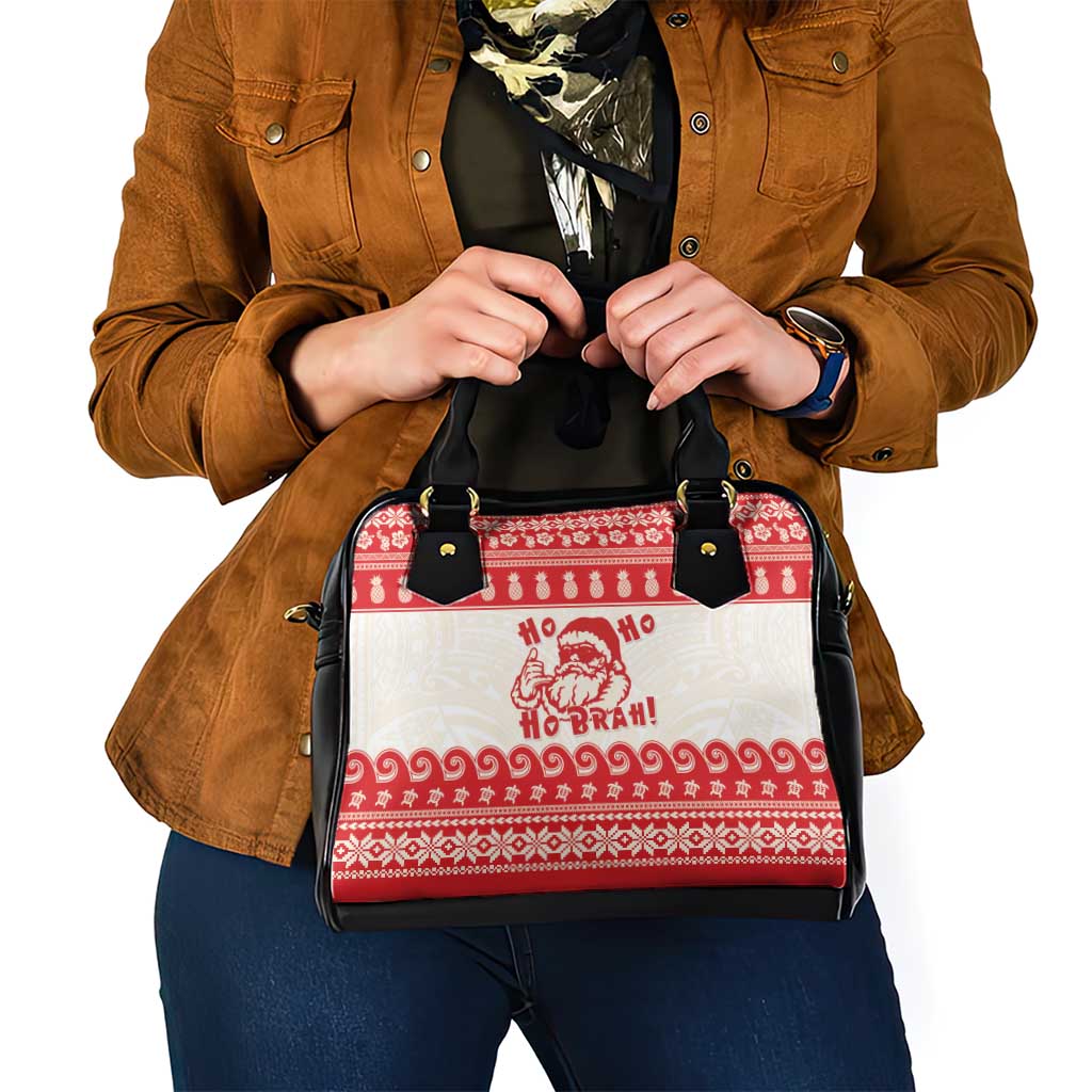 Red Mele Kalikimaka Hawaii Shoulder Handbag Funny Ho Ho Ho Santa Shaka - Polynesian Pride