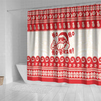 Red Mele Kalikimaka Hawaii Shower Curtain Funny Ho Ho Ho Santa Shaka - Polynesian Pride