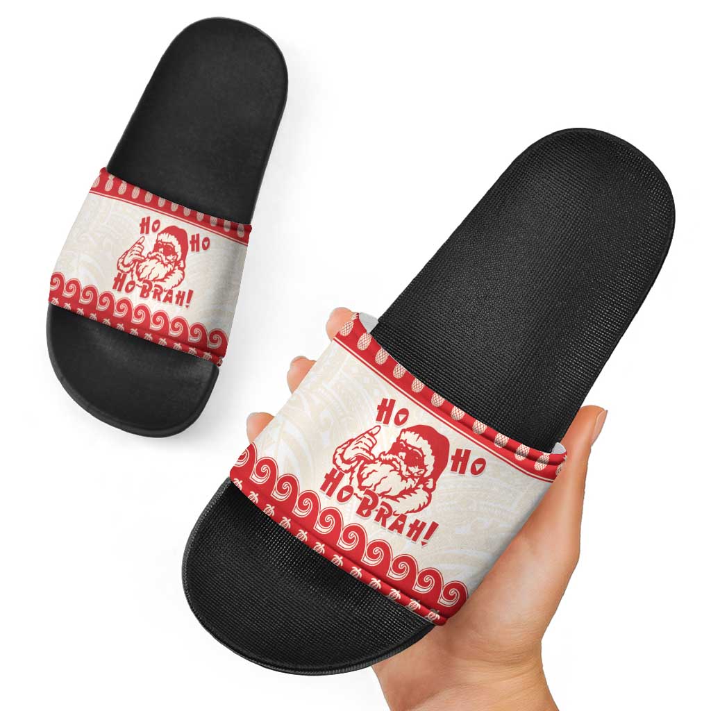 Red Mele Kalikimaka Hawaii Slide Sandals Funny Ho Ho Ho Santa Shaka LT14 - Polynesian Pride