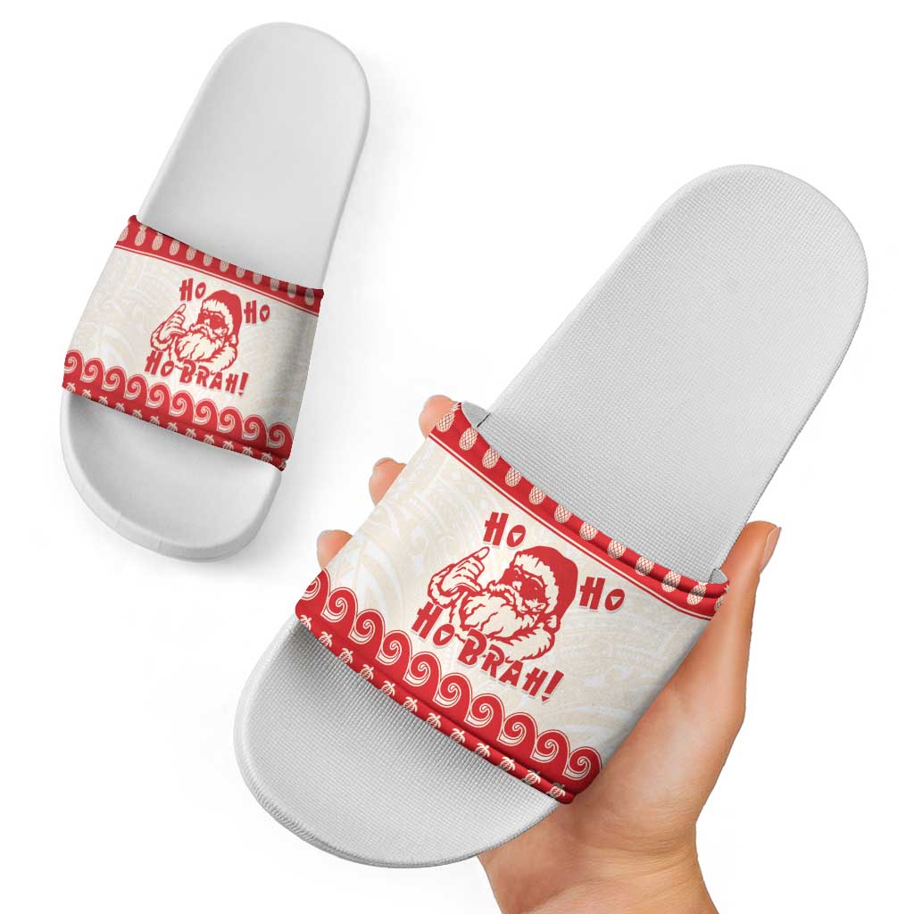 Red Mele Kalikimaka Hawaii Slide Sandals Funny Ho Ho Ho Santa Shaka LT14 - Polynesian Pride