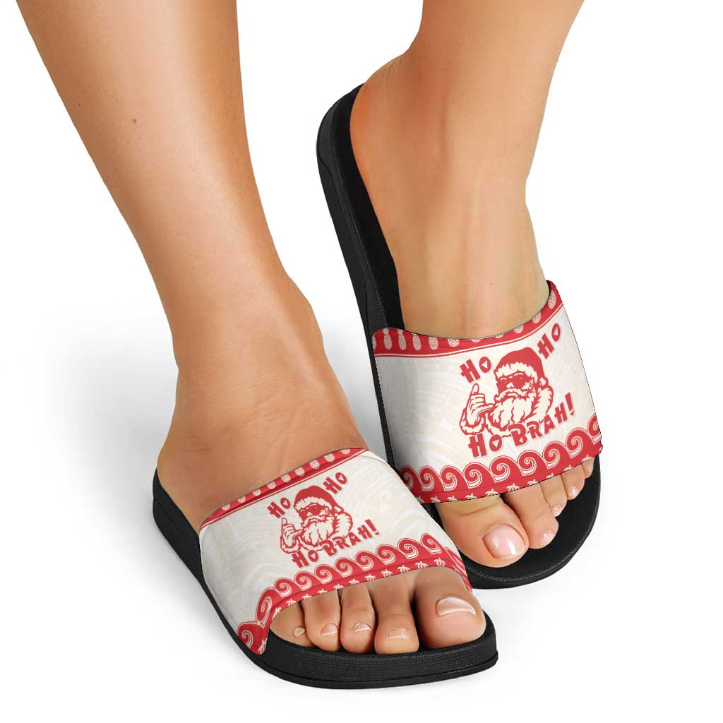 Red Mele Kalikimaka Hawaii Slide Sandals Funny Ho Ho Ho Santa Shaka LT14 - Polynesian Pride