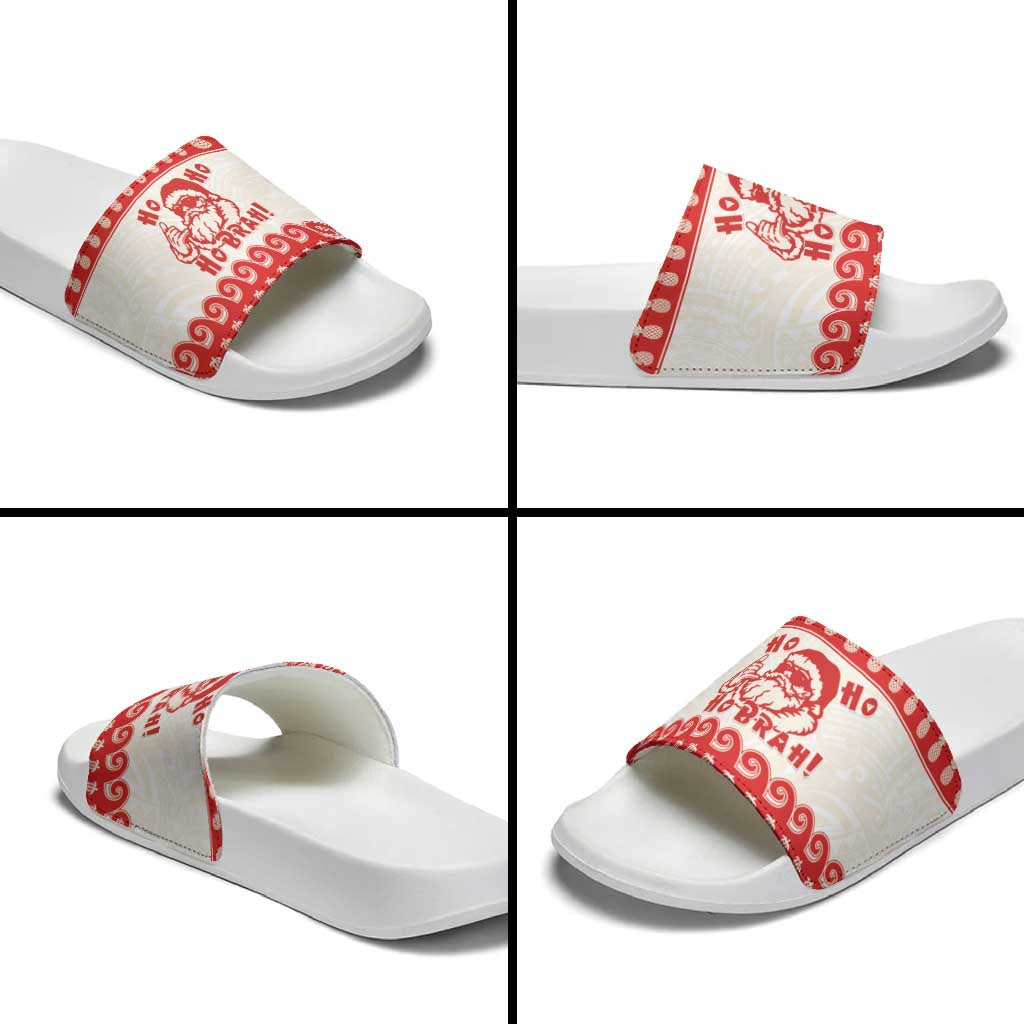 Red Mele Kalikimaka Hawaii Slide Sandals Funny Ho Ho Ho Santa Shaka LT14 - Polynesian Pride