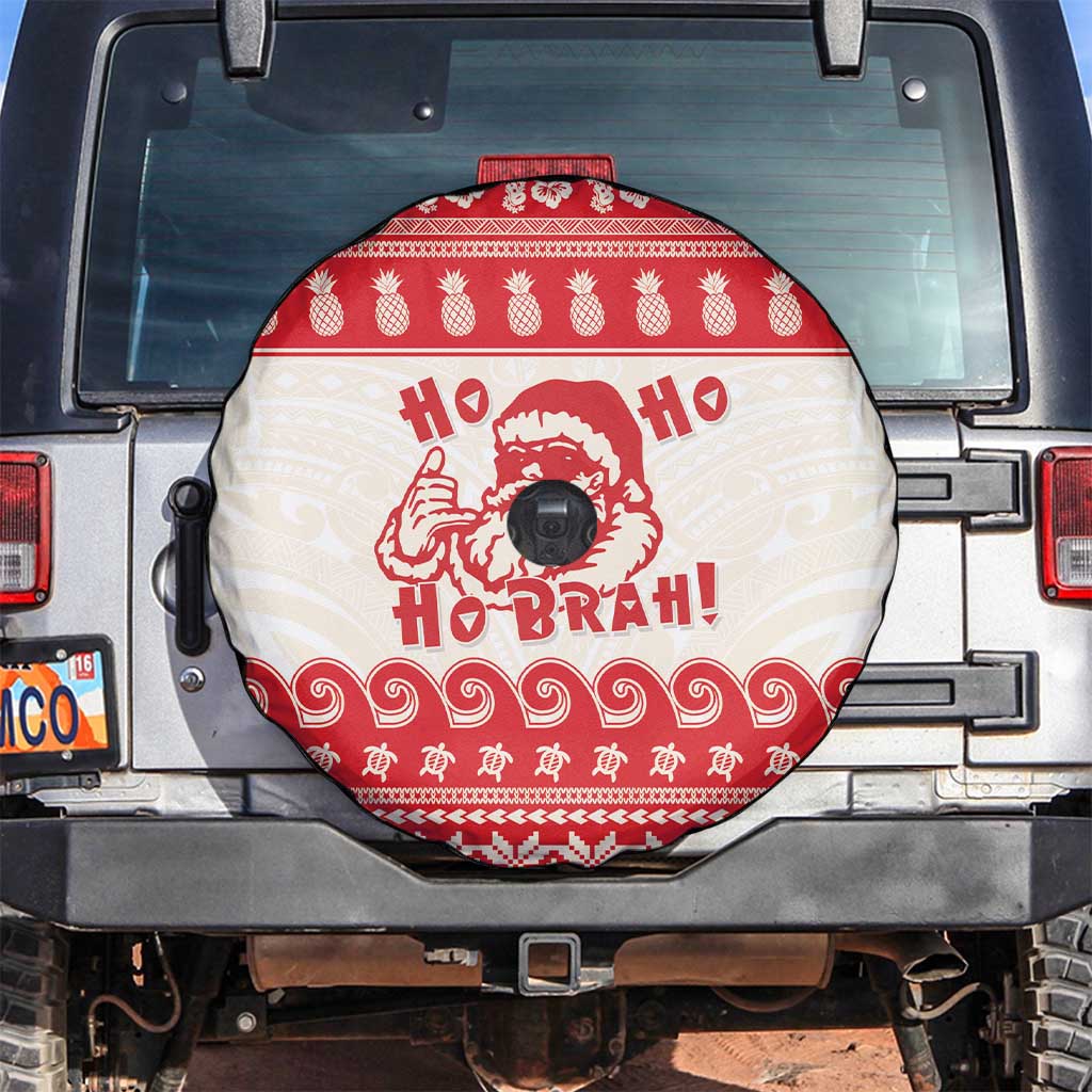 Red Mele Kalikimaka Hawaii Spare Tire Cover Funny Ho Ho Ho Santa Shaka - Polynesian Pride