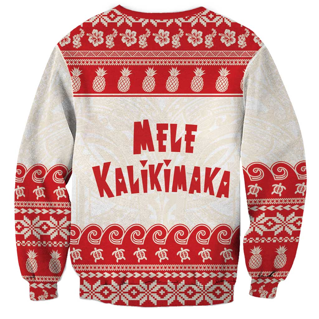 Red Mele Kalikimaka Hawaii Sweatshirt Funny Ho Ho Ho Santa Shaka - Polynesian Pride