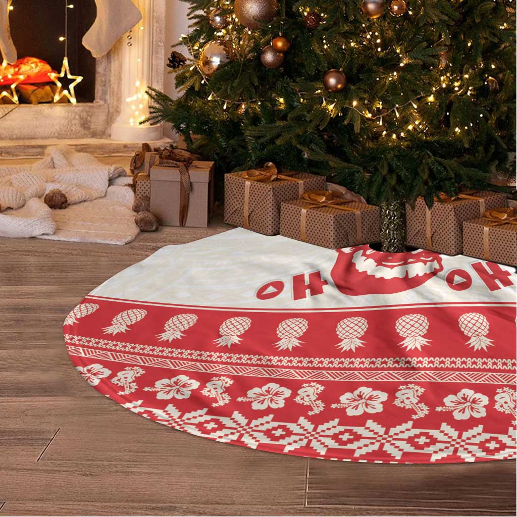 Red Mele Kalikimaka Hawaii Tree Skirt Funny Ho Ho Ho Santa Shaka - Polynesian Pride