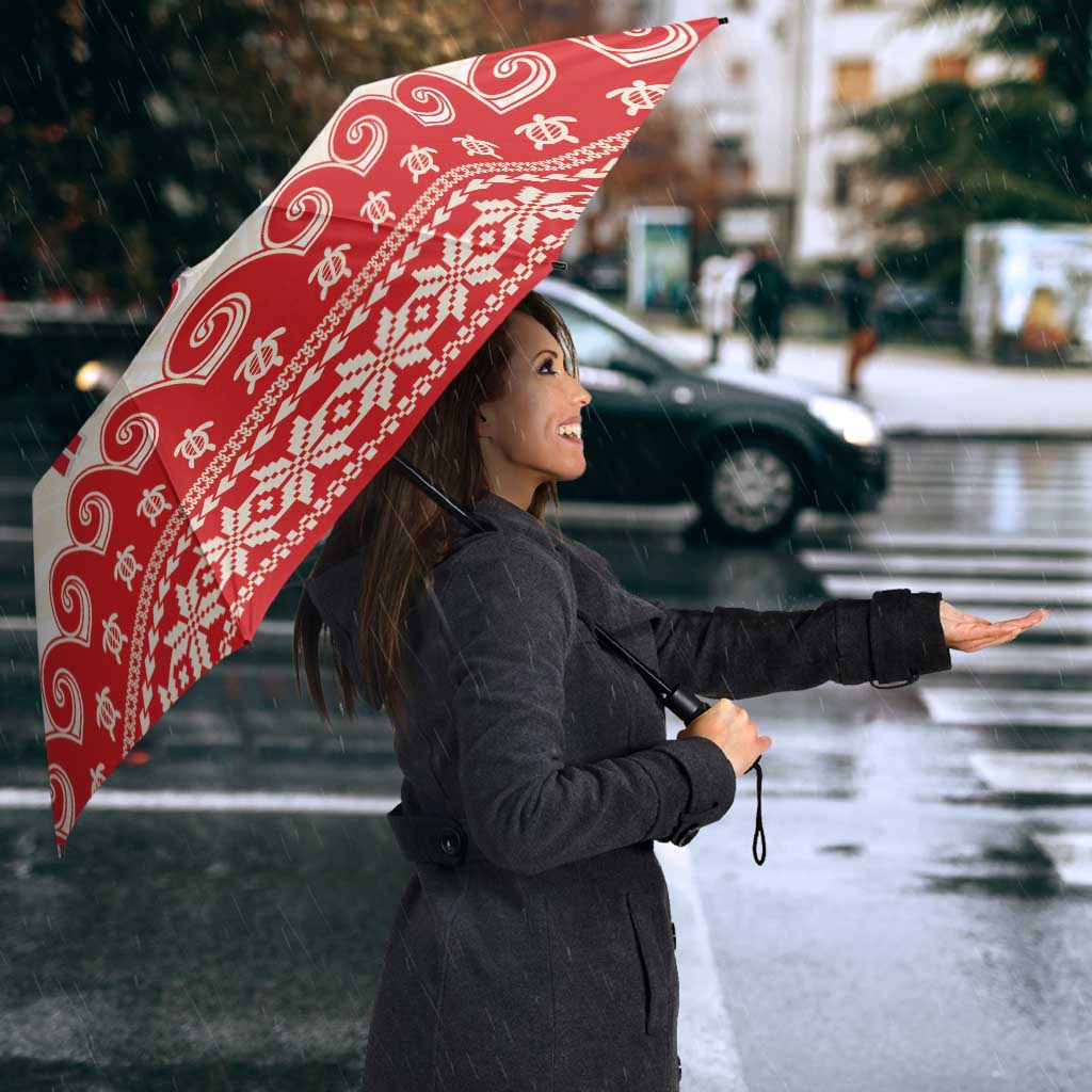 Red Mele Kalikimaka Hawaii Umbrella Funny Ho Ho Ho Santa Shaka LT14 - Polynesian Pride