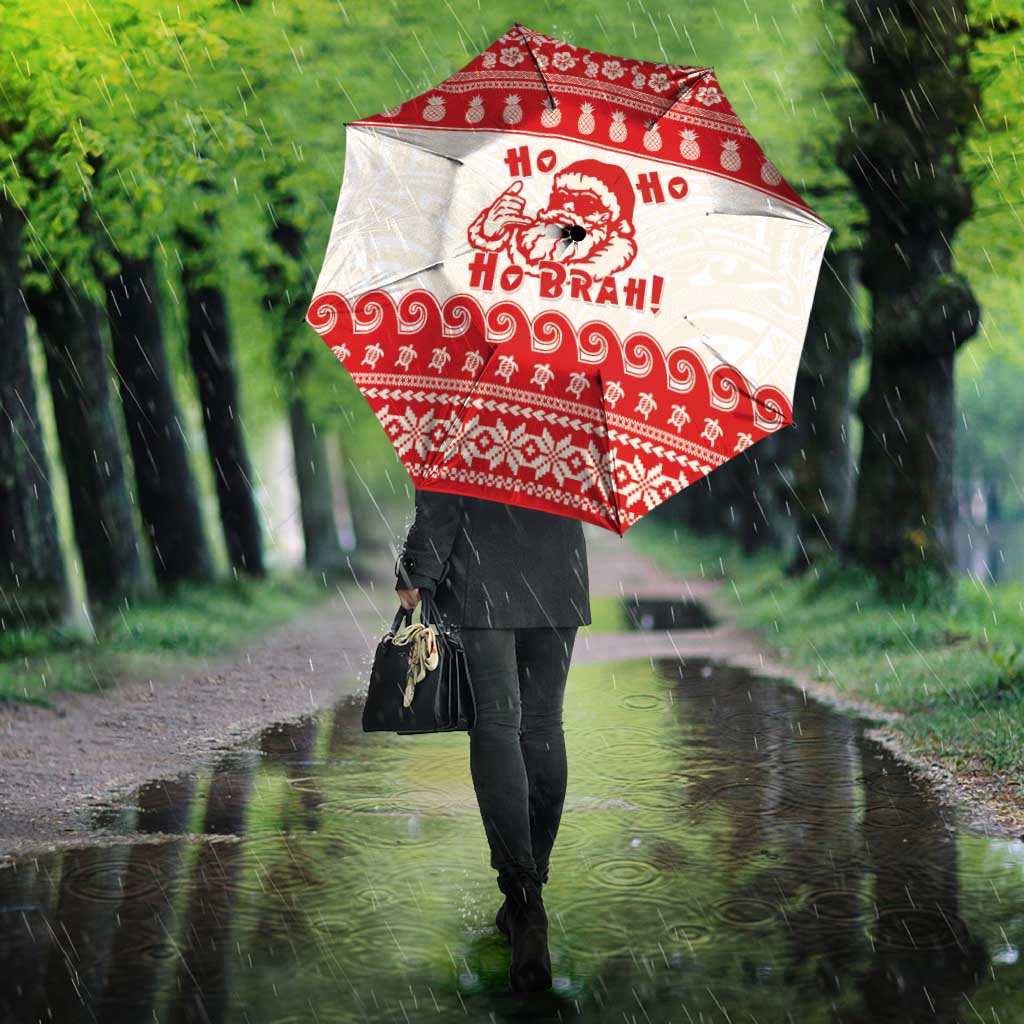 Red Mele Kalikimaka Hawaii Umbrella Funny Ho Ho Ho Santa Shaka LT14 - Polynesian Pride