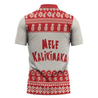 Red Mele Kalikimaka Hawaii Zipper Polo Shirt Funny Ho Ho Ho Santa Shaka - Polynesian Pride