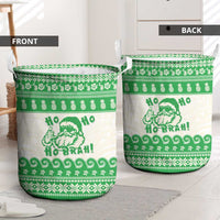 Green Mele Kalikimaka Hawaii Laundry Basket Funny Ho Ho Ho Santa Shaka LT14 - Polynesian Pride