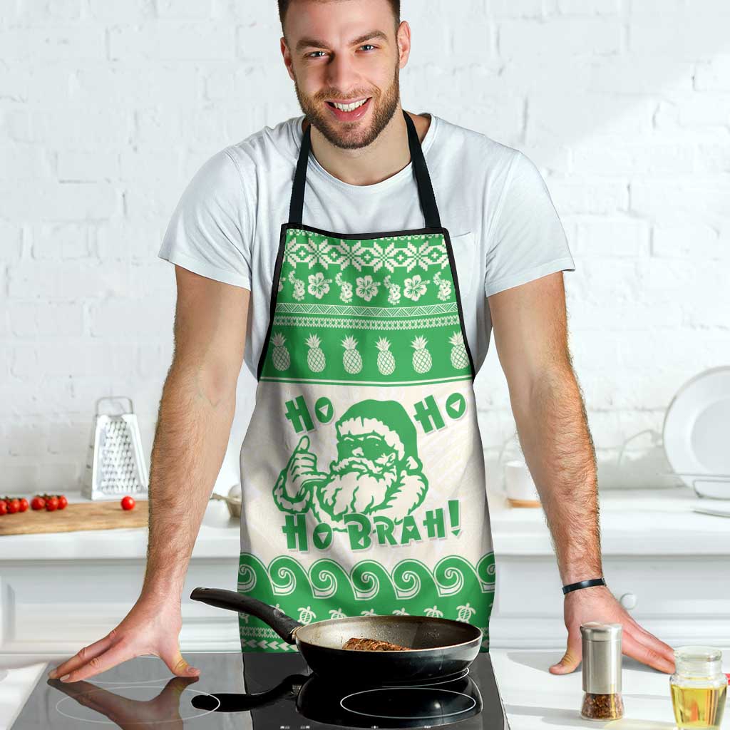 Green Mele Kalikimaka Hawaii Apron Funny Ho Ho Ho Santa Shaka LT14 - Polynesian Pride