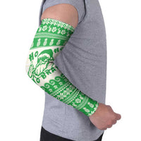 Green Mele Kalikimaka Hawaii Arm Sleeves Funny Ho Ho Ho Santa Shaka - Polynesian Pride