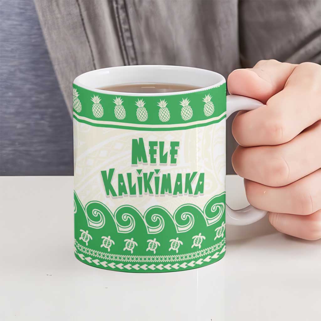 Green Mele Kalikimaka Hawaii Ceramic Mug Funny Ho Ho Ho Santa Shaka LT14 - Polynesian Pride