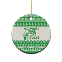 Green Mele Kalikimaka Hawaii Ceramic Ornament Funny Ho Ho Ho Santa Shaka - Polynesian Pride