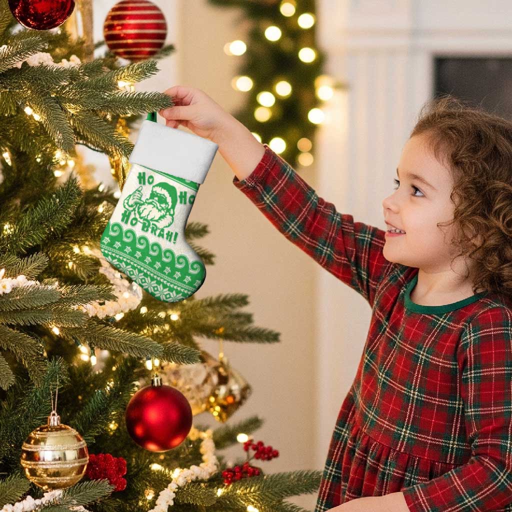 Green Mele Kalikimaka Hawaii Christmas Stocking Funny Ho Ho Ho Santa Shaka - Polynesian Pride