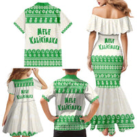 Green Mele Kalikimaka Hawaii Family Matching Mermaid Dress and Hawaiian Shirt Funny Ho Ho Ho Santa Shaka - Polynesian Pride