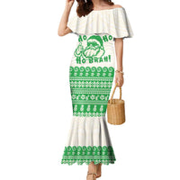 Green Mele Kalikimaka Hawaii Family Matching Mermaid Dress and Hawaiian Shirt Funny Ho Ho Ho Santa Shaka - Polynesian Pride