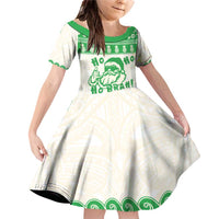 Green Mele Kalikimaka Hawaii Family Matching Off Shoulder Short Dress and Hawaiian Shirt Funny Ho Ho Ho Santa Shaka - Polynesian Pride