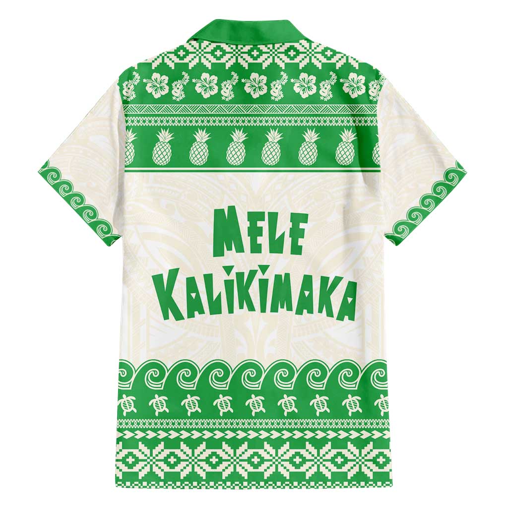 Green Mele Kalikimaka Hawaii Family Matching Short Sleeve Bodycon Dress and Hawaiian Shirt Funny Ho Ho Ho Santa Shaka - Polynesian Pride