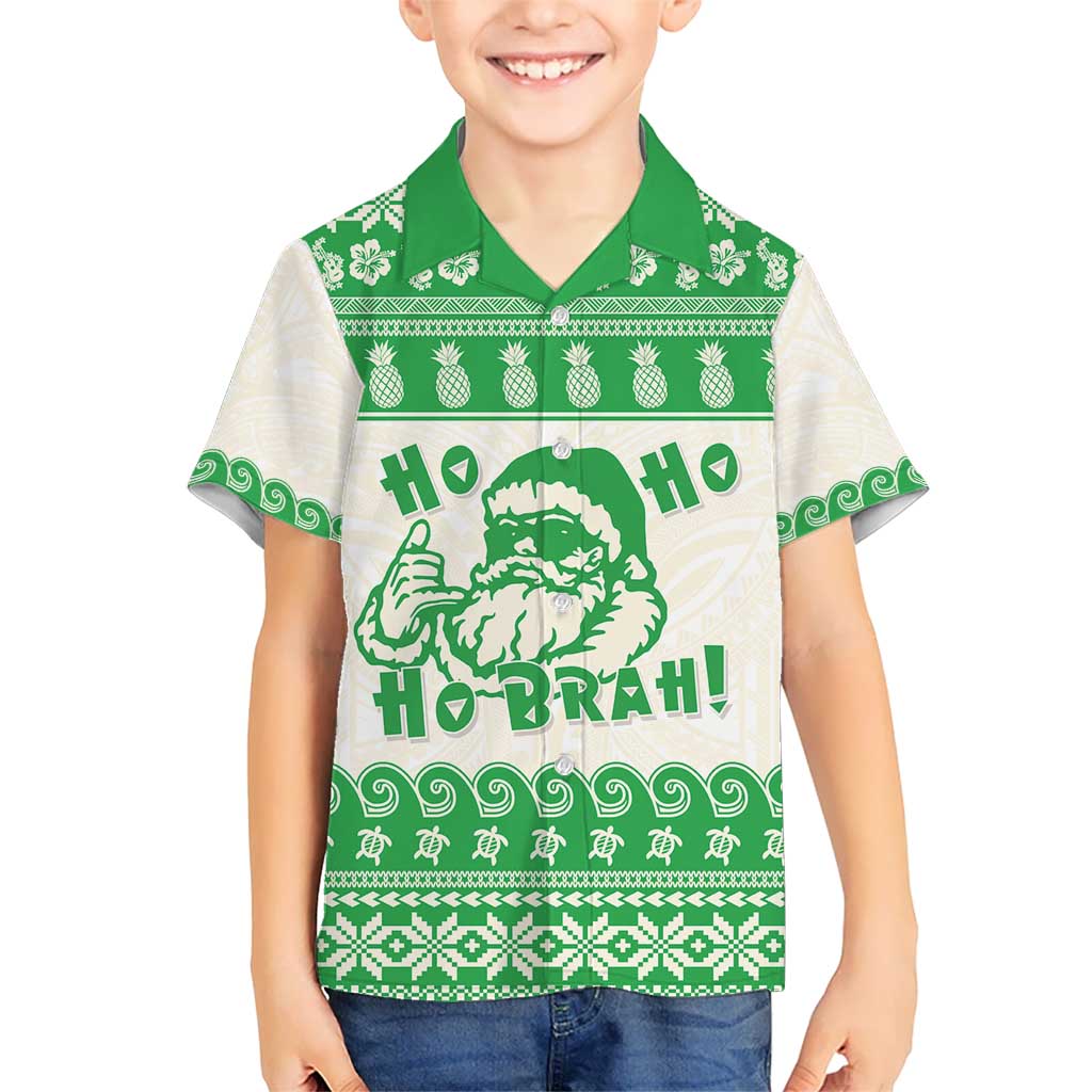 Green Mele Kalikimaka Hawaii Hawaiian Shirt Funny Ho Ho Ho Santa Shaka - Polynesian Pride