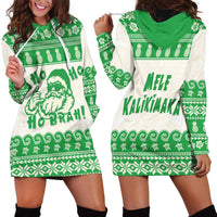 Green Mele Kalikimaka Hawaii Hoodie Dress Funny Ho Ho Ho Santa Shaka - Polynesian Pride