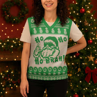 Green Mele Kalikimaka Hawaii Christmas Knitted V-Neck Vest Funny Ho Ho Ho Santa Shaka - Polynesian Pride