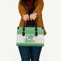 Green Mele Kalikimaka Hawaii Leather Bag Funny Ho Ho Ho Santa Shaka - Polynesian Pride