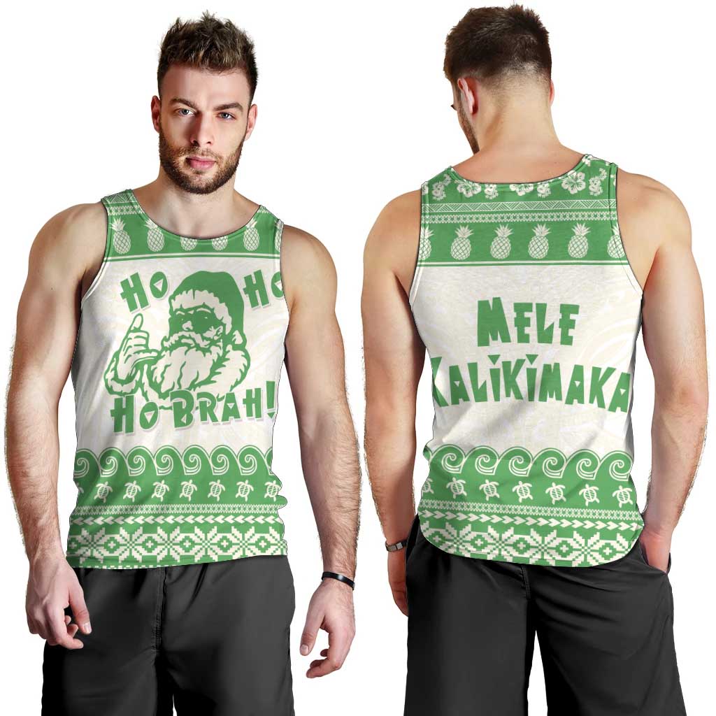 Green Mele Kalikimaka Hawaii Men Tank Top Funny Ho Ho Ho Santa Shaka - Polynesian Pride