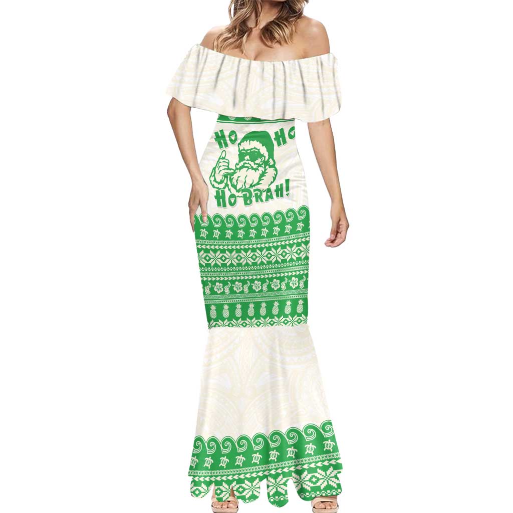 Green Mele Kalikimaka Hawaii Mermaid Dress Funny Ho Ho Ho Santa Shaka - Polynesian Pride