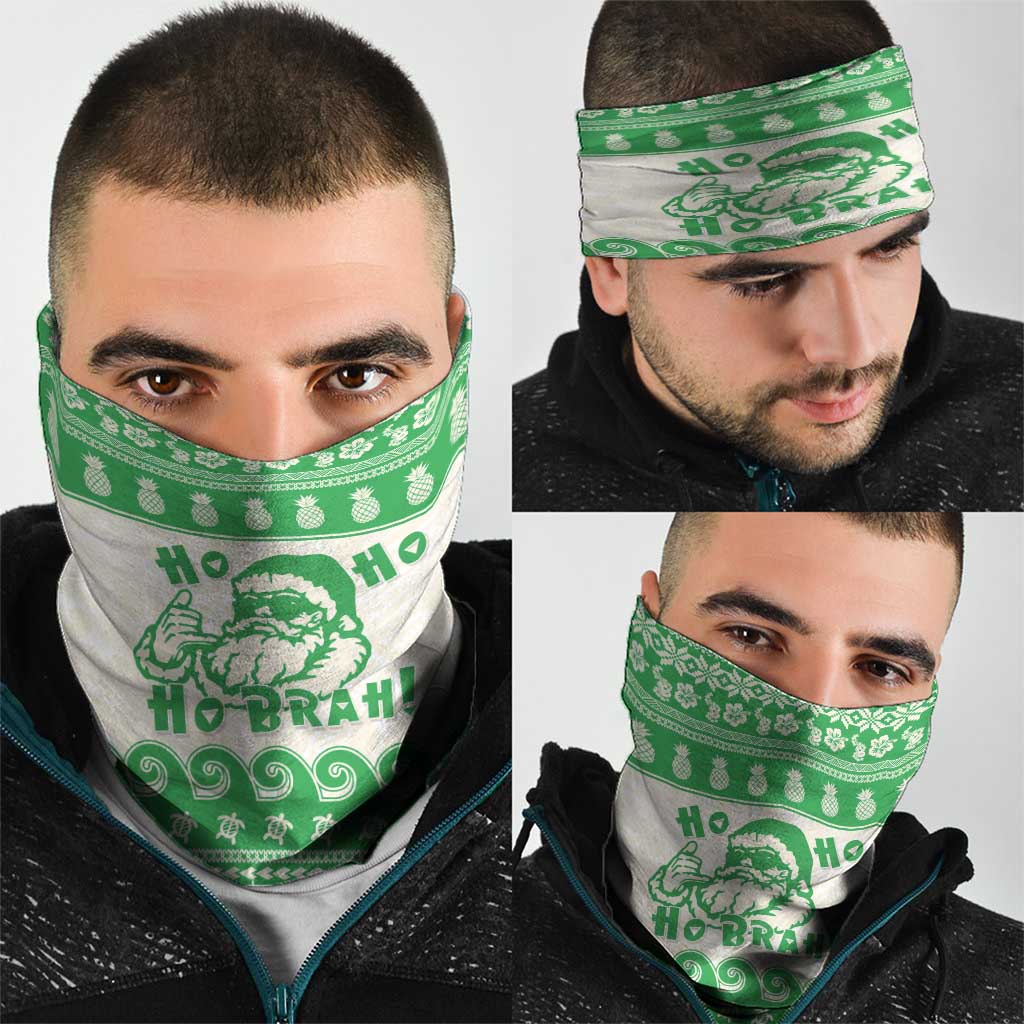 Green Mele Kalikimaka Hawaii Neck Gaiter Funny Ho Ho Ho Santa Shaka - Polynesian Pride