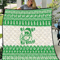 Green Mele Kalikimaka Hawaii Quilt Funny Ho Ho Ho Santa Shaka LT14 Green - Polynesian Pride