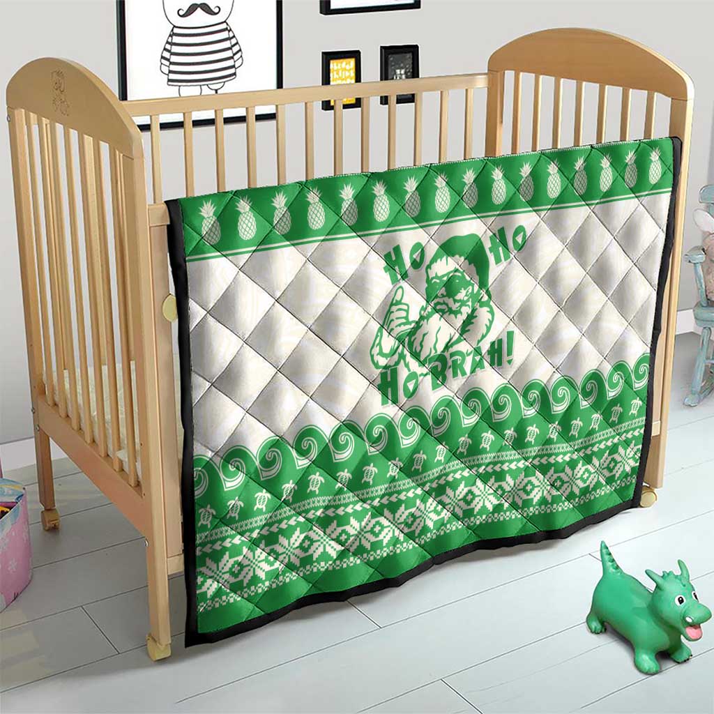 Green Mele Kalikimaka Hawaii Quilt Funny Ho Ho Ho Santa Shaka LT14 - Polynesian Pride