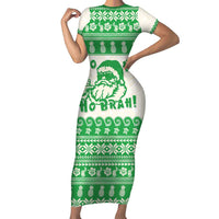Green Mele Kalikimaka Hawaii Short Sleeve Bodycon Dress Funny Ho Ho Ho Santa Shaka - Polynesian Pride