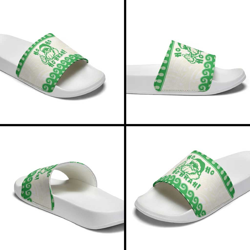 Green Mele Kalikimaka Hawaii Slide Sandals Funny Ho Ho Ho Santa Shaka LT14 - Polynesian Pride